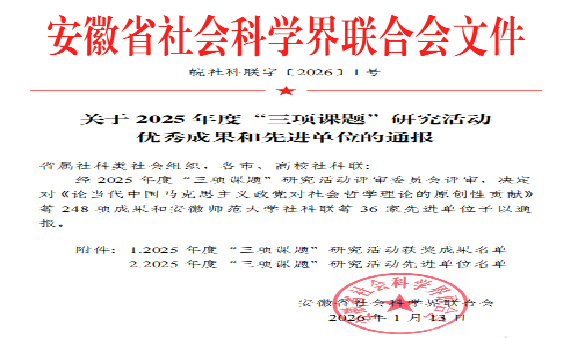 新2官方网站公司论文荣获安徽省社科联“三项课题”研究运动优异奖